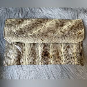Tan & Brown Snakeskin Clutch Purse